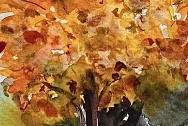 Detail of the watercolor Breath of Autumn. October by Marina Stognieva
